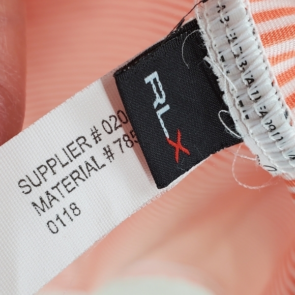 RLX Ralph Lauren Golf Polo Shirt Orange Wht Micro Stripe XL Performance Wicking - Picture 10 of 13